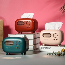 Radio Model Tissue Box Desktop Paper Holder Towel Storage Napkin Case Organizer Ornament Craft Wet Wipes Dustproof Storage Box