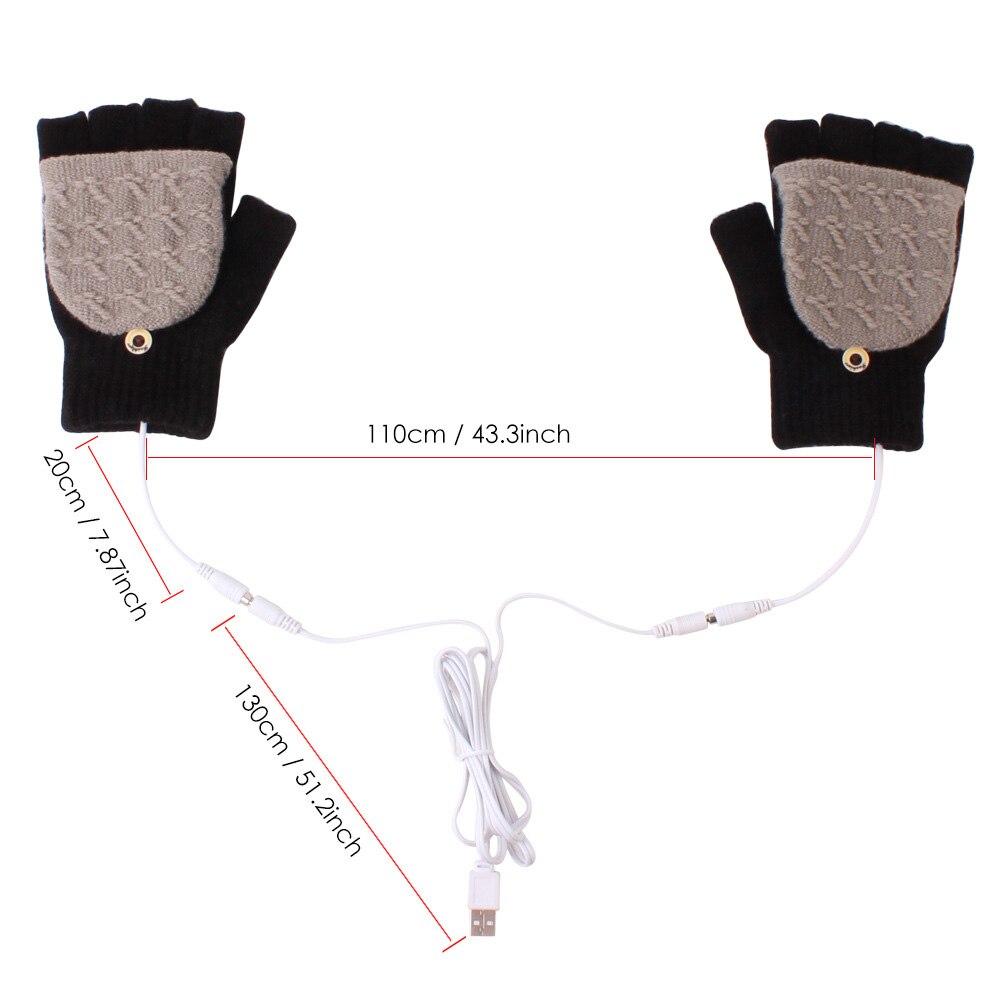 Guanti riscaldanti elettrici USB scaldamani scaldamani mano computer portatile mezze dita lavorate a maglia guanti caldi invernali ufficio interno