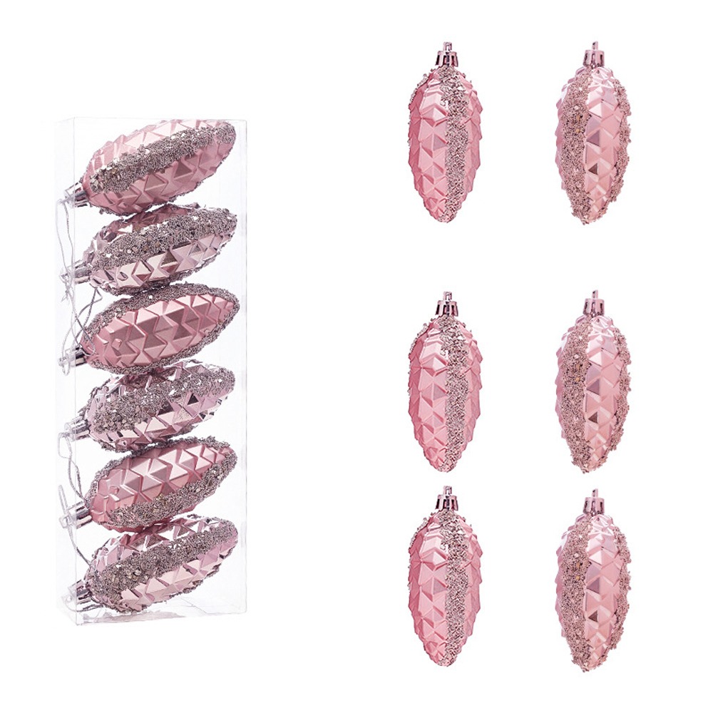 Pink Christmas Balls Pendants Pinecone Ice Cream Xmas Tree Hanging Ornaments Shatterproof Pentagram Merry Christmas Decor: Light Grey