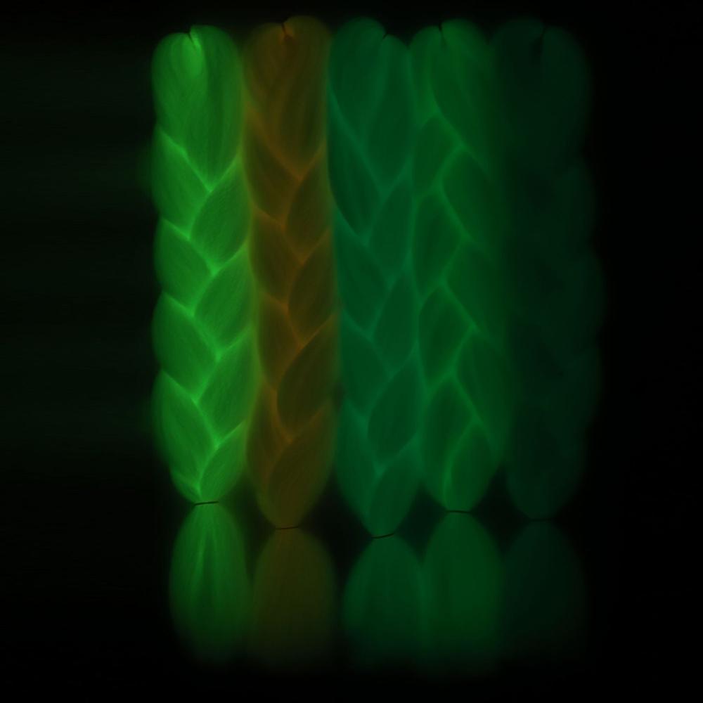 Extensiones de pelo de trenzado Jumbo brillante pelo sintético de colores para trenzas de pelo de kanekalon Msglamor de luz fluorescente trenzada africana