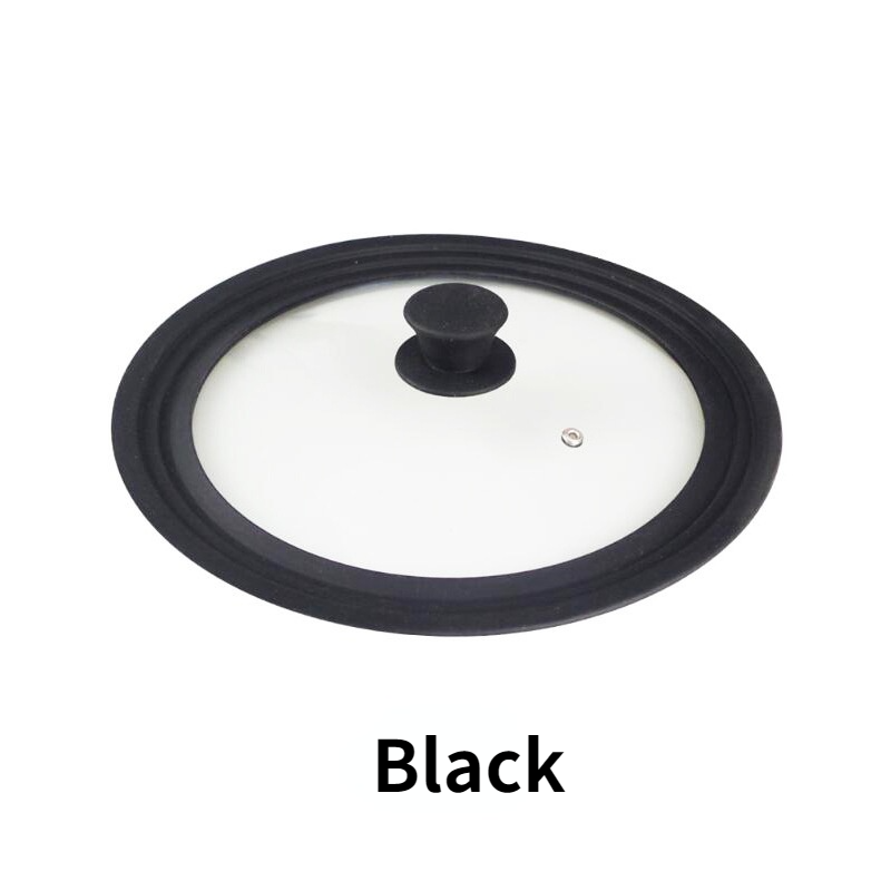 Tapa de olla Visual multifuncional, tapas de vidrio, Wok, sartén, cubierta para utensilios de cocina resistentes al calor de silicona, 20, 22, 24, 26, 28 y 30cm: Negro / >36cm