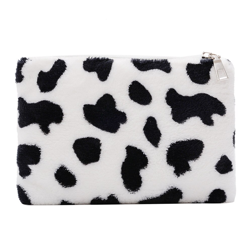 Mode Koe Zebra Patroon Pluche Portemonnees Vrouwen Meisjes Mini Opbergtas Credit Card Wallet Pocket Koppelingen Handbaag: Cow Pattern