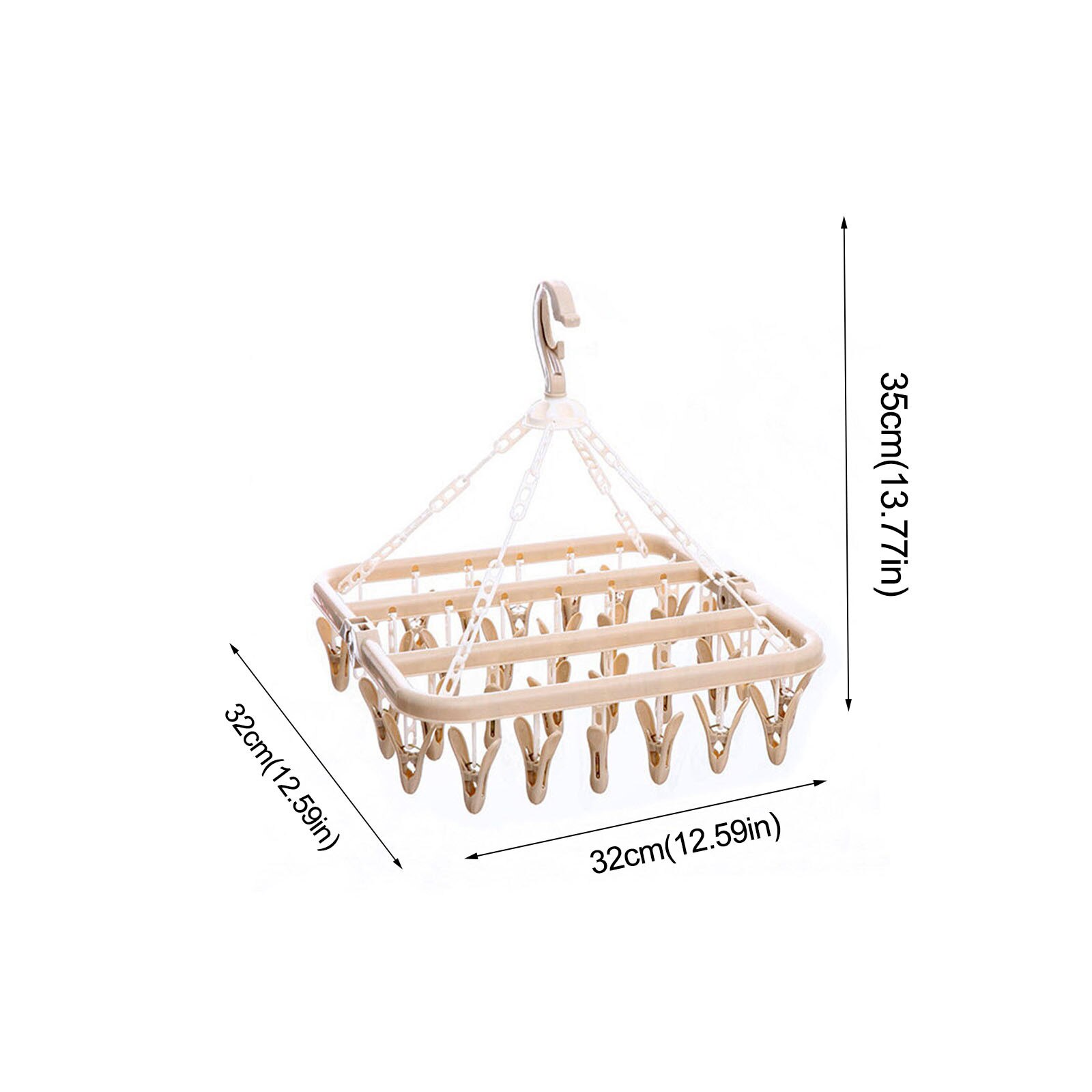 32 Indoor Socks Drying Rack Clips Plastic Foldable Clothes Hanger Dryer Windproof Socks Underwear Rack Children Space Saving