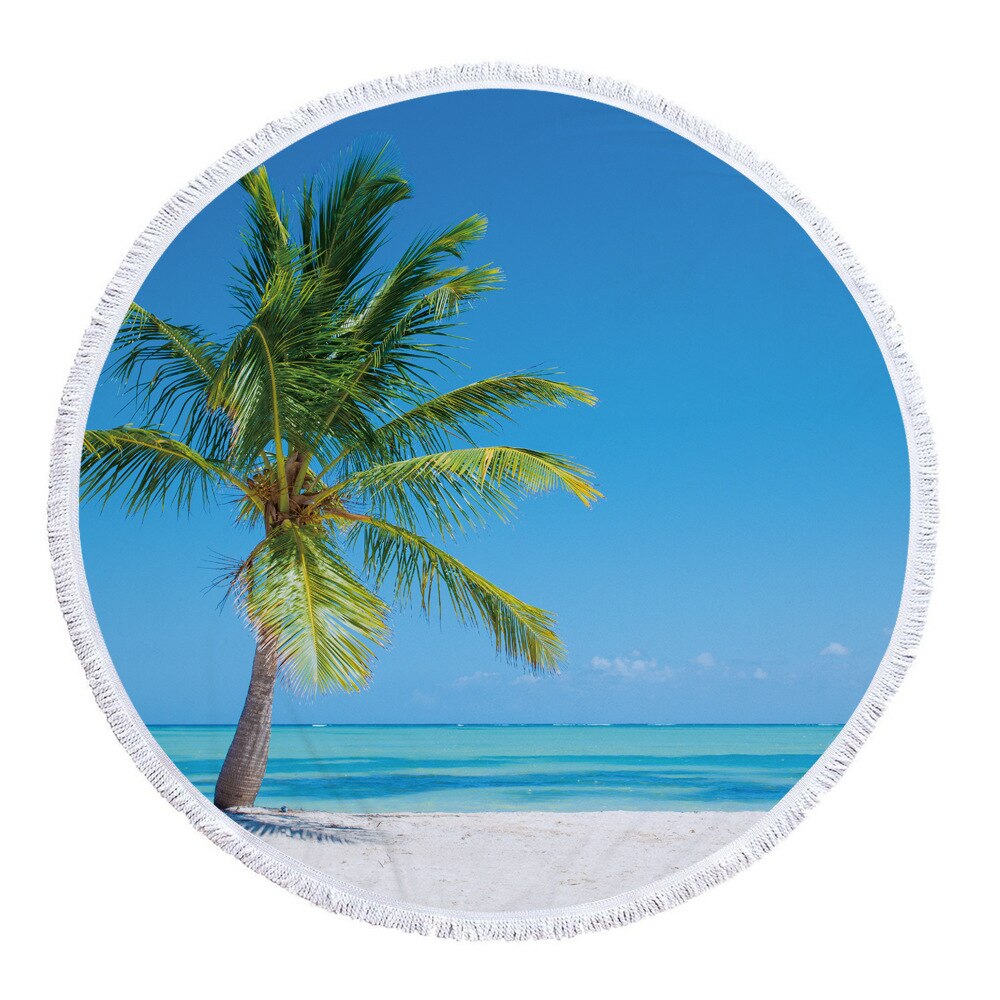 Strandpatroon zomer grote microvezel bedrukte ronde strandlakens met kwastjes kunnen worden gebruikt als badhanddoeken en omslagdoeken: 8