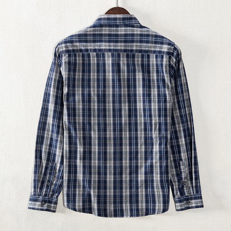 Camisa a cuadros azules de manga larga para hombre, ropa de trabajo informal a rayas, estilo Hong Kong, azul, rojo, GC-1236, novedad de verano y primavera de