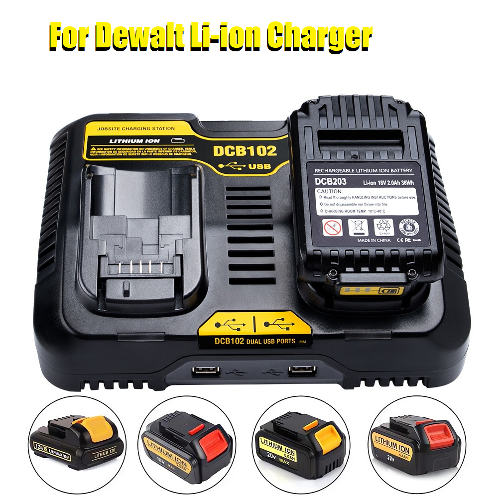 Batterie Li-ion pour DeWalt 12V 14.4V 18V 20V, DCB102 DCB118 DCB112 DCB200 DCB201
