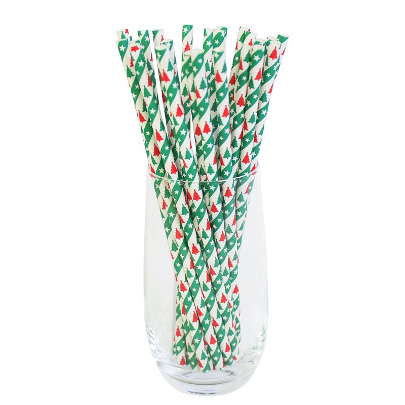 25 st / parti julserie engångs dricksrör kraftpapper halm för bröllop julår festartiklar navidad: S02