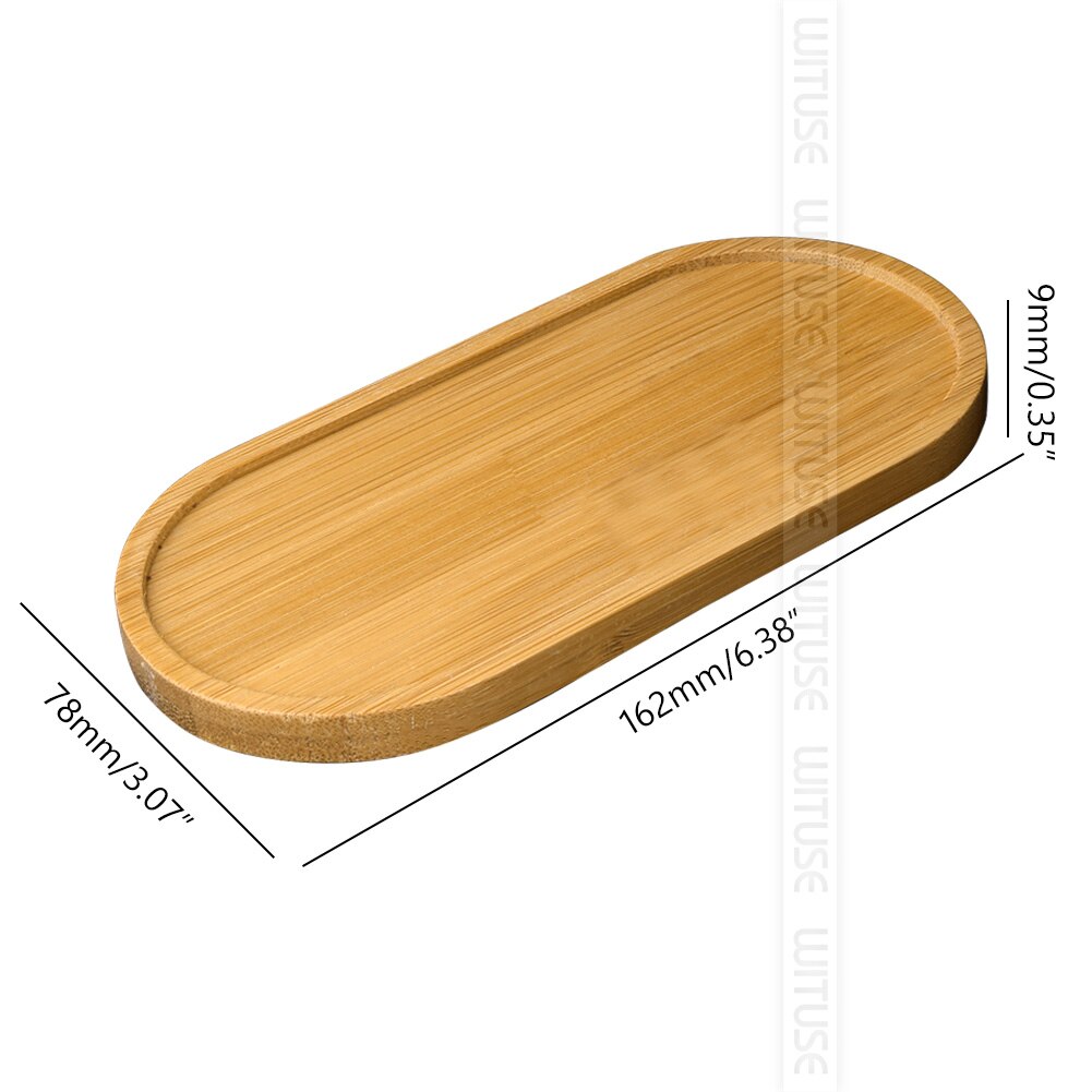 2pc Bamboo Home Mini World Garden Decoration Pot Trays Miniature Figurines Flowerpot Plate DIY Accessories Ornaments: Large ellipsex 2