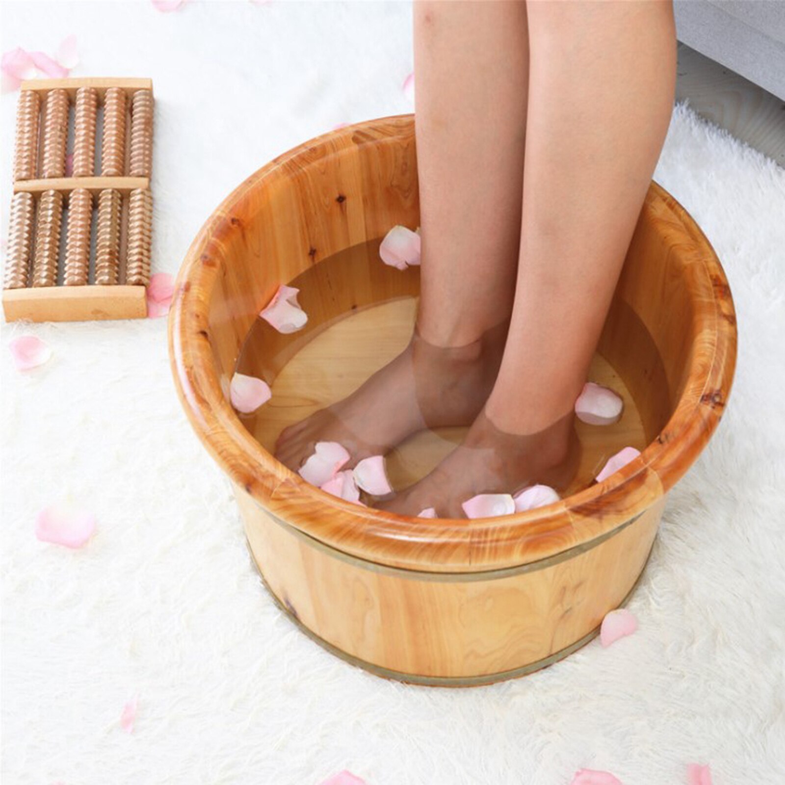 Practical Cedar Wooden Foot Basin for Foot Washing Removal Fatigue Relieving