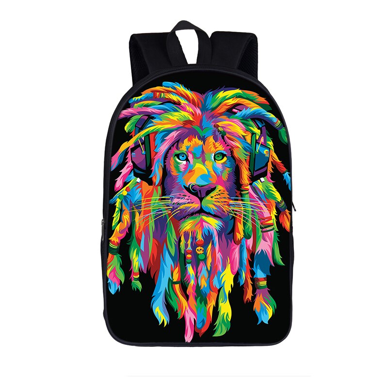 Animal LION Backpacks Women Men's Rucksack Children School Bags For Teenage boys girls Student daypack Kids Bagpack Bookbag: 16afr69