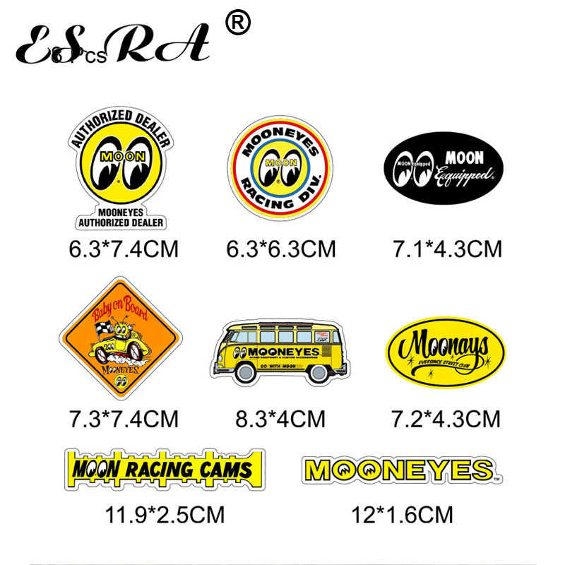 8 unids/set de pegatinas, calcomanías de Motor, pegatinas de Luna para coche, decoración de monopatín, Pegatinas impermeables para equipaje, portátil, lanzador de bicicleta: Verde militar