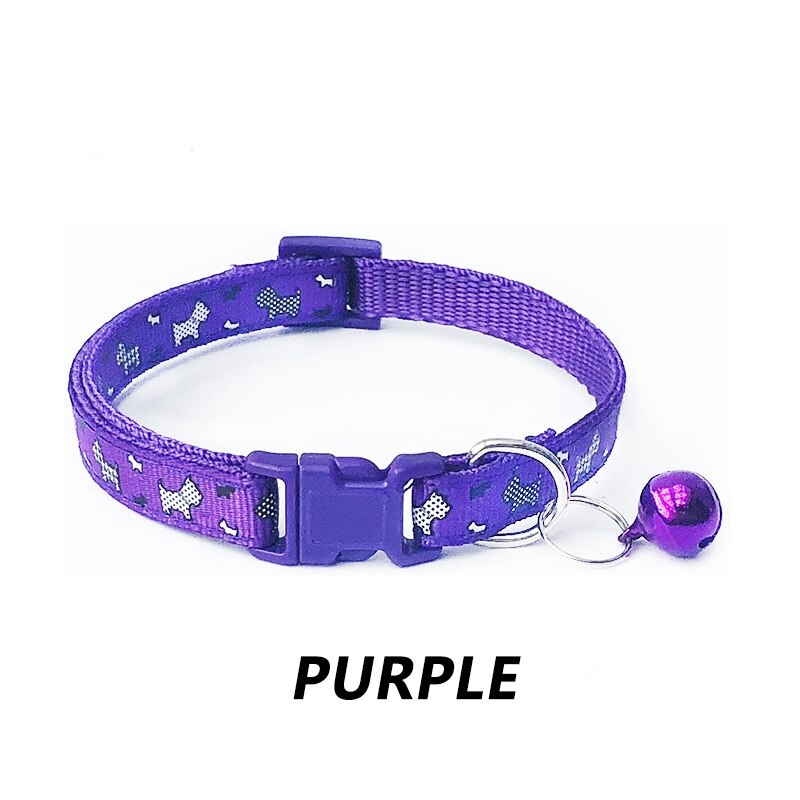 Collar para gato con campanas, productos para gatos y mascotas, arnés de correa para cachorro, collar de animales, productos para gatos alrededor del cuello para mascota: Purple