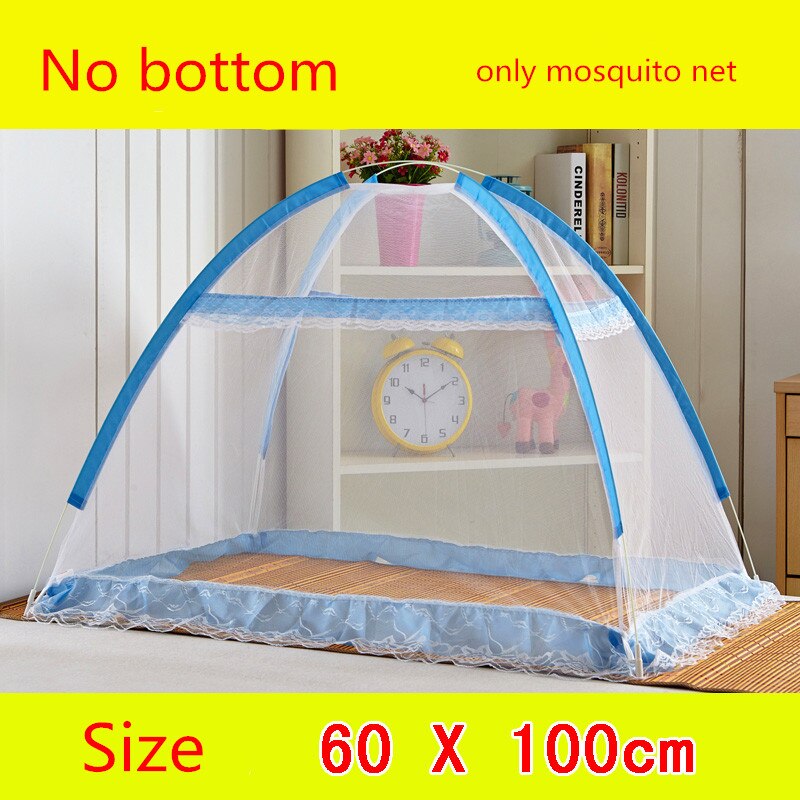 Sød baby krybbe net bærbar foldbar komfortabel baby mongolsk yurt myggenet baby seng telt myggenet: Blå 60 x 100cm