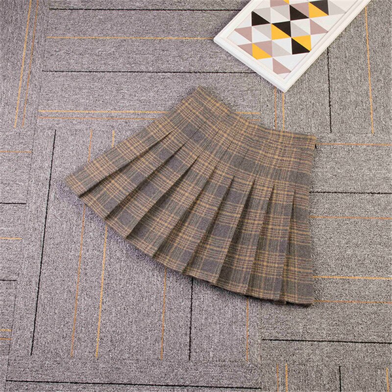 Winter Tennis Skirts Autumn Woolen Plaid Pleated Skirt Higt Waist Student Cheerleader Uniform With Inner Shorts Badminton Skirts