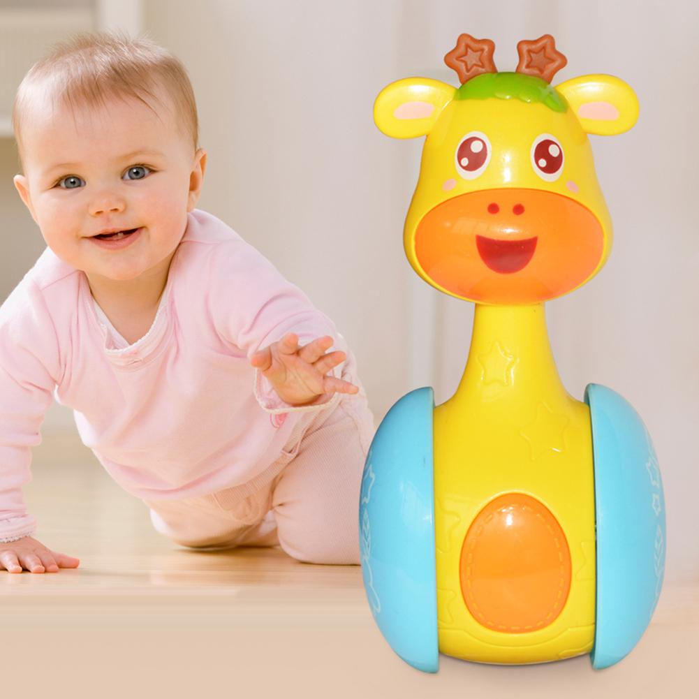 Baby Cute Cartoon Deer Rattles Tumbler Doll Toy Bell Music Learning Education