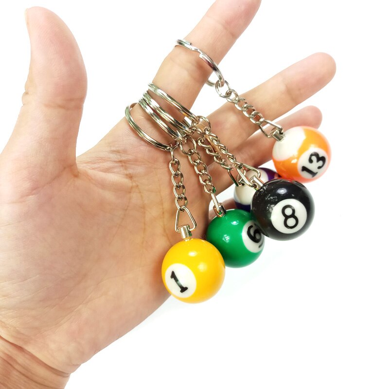 16 st 25mm harts biljard biljard boll nyckelringar med ring billig och vacker pool tillbehör dekoration