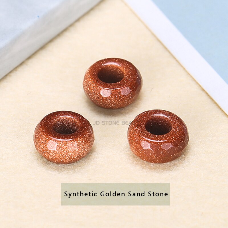10 pz/lotto sfaccettato naturale grande foro agata perline abaco pietra naturale dimensioni 13x7mm per la creazione di gioielli collana foro 6mm all'ingrosso: Synthetic Gold Sand