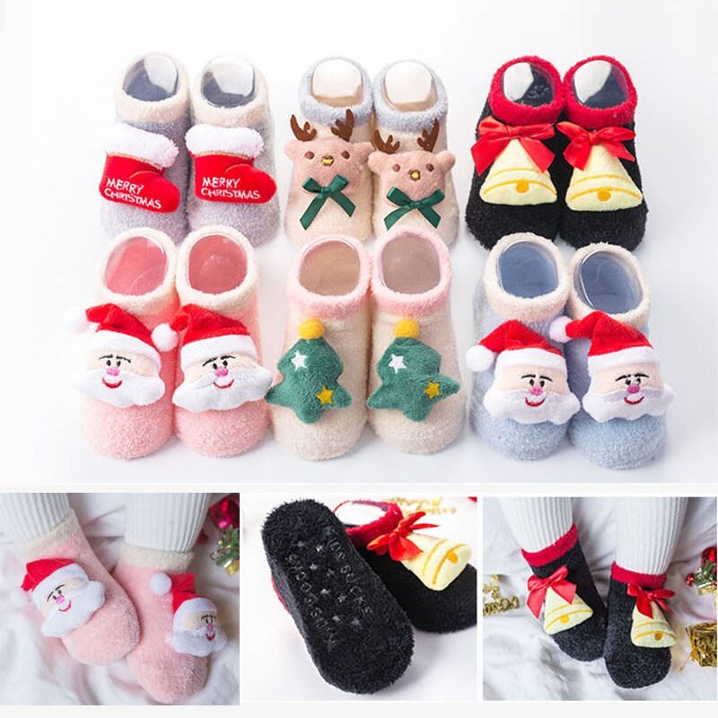1 Paar Baby Kids Sokken Casual Winter Kerst Sokken David &#39;S Herten Sokken Katoen Cartoon Warm Houden Meisjes Jongens Sokken kerstcadeau