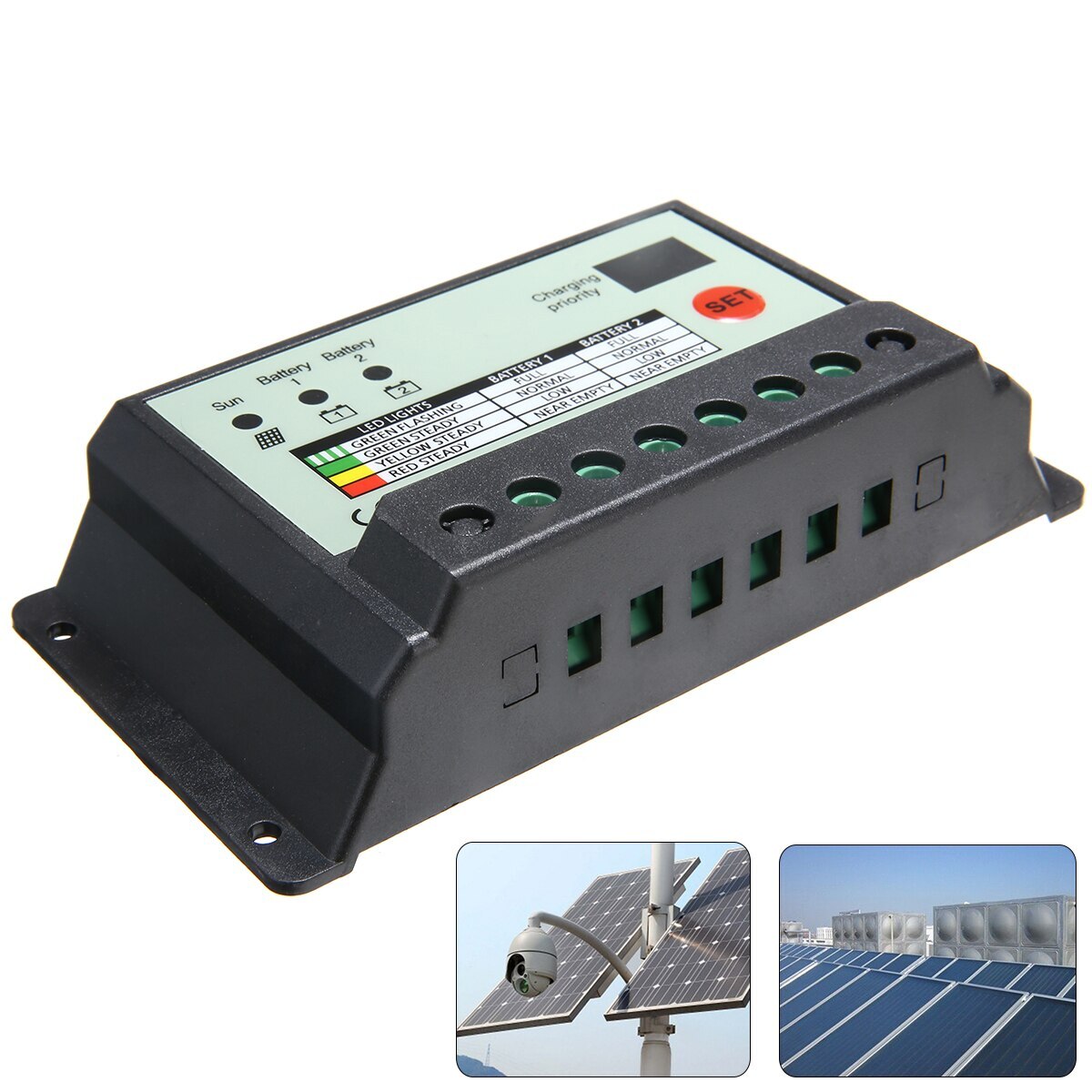 20A Dual Batterij Solar Laadregelaar Regulator Voor 12V/24V Batterijen Voor Home Improvement Benodigdheden Solar Charge controller