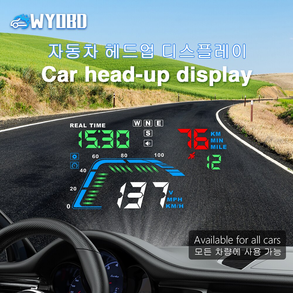 Wyobd Q7 5.5Inch Auto Hud Gps Head Up Display Universele Snelheidsmeters Overspeed Waarschuwing Dashboard Voorruit Projector