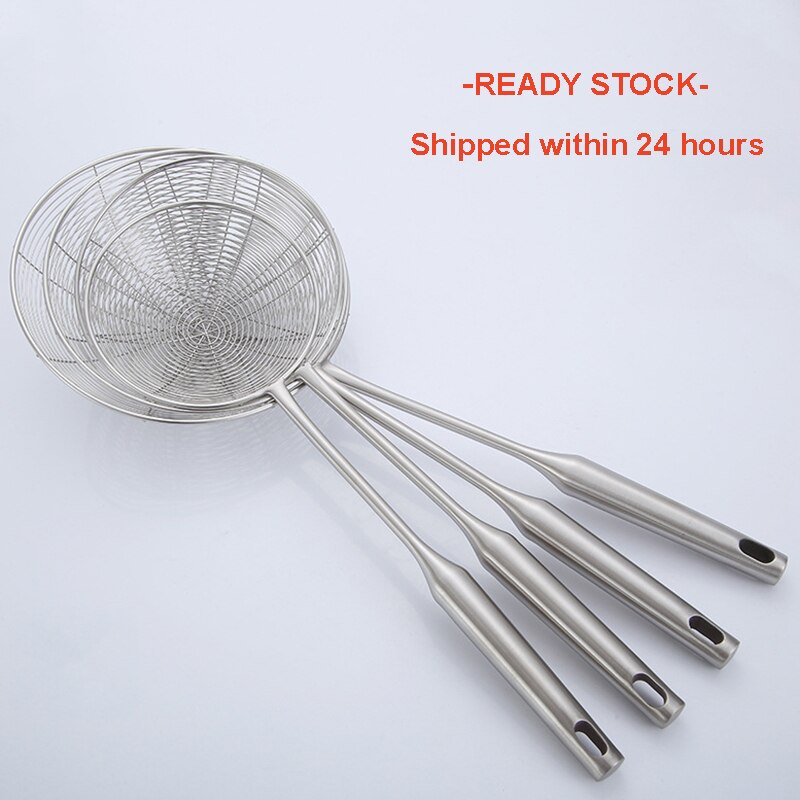 Premium 304 Stainless Steel Spider Mesh Strainer &amp; Colander Ladle Skimmer Cooking Tool Kitchenware Heat-resistant