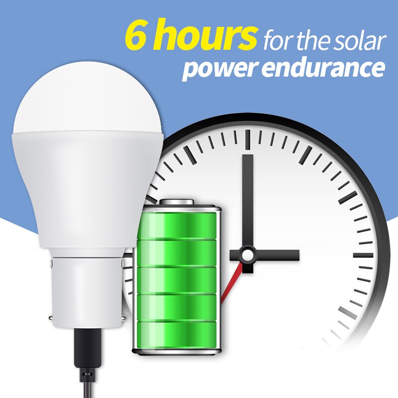 Solar Light LED Outdoor Camping Portable Bulb 15W Camping Lamp LED Solar Energy Ampoule Rechargeable Hanging Light Garden Bulb