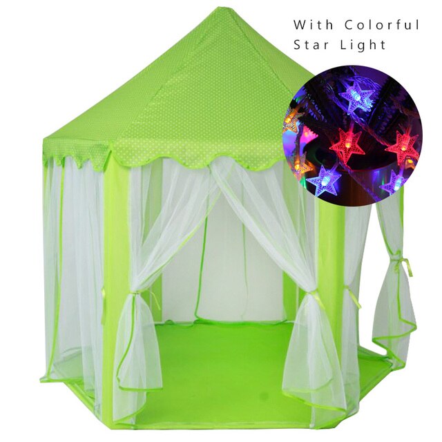 Lazychild Tiny Huis Kinderen Tenten Kids Play Game Activiteit Fairy Draagbare Opvouwbare Prinses Kasteel Speelgoed Voor Jongens Meisjes: green Color Lights