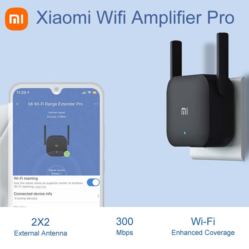 Xiaomi Wireless Wifi Pro Mi Amplifier Router 2.4G Wi-Fi Repeater 300M Network Expander Range Extender 2×2 External Antennas