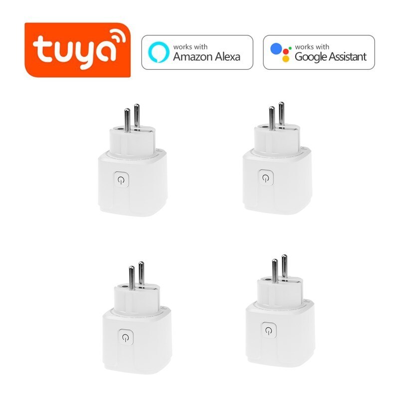Smart Socket Power Monitor Outlet APP Remote Control plug EU 16A with power statistics for Alexa Google Home: 4pcs