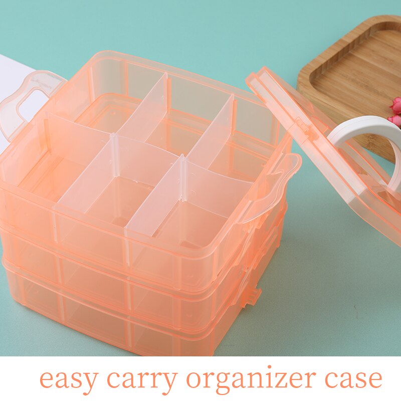 Nonvor 3 Layers 18 Compartments Clear Plastic Storage Box Multifunction Empty Box Jewelry Bead Container Sewing Tools Organizer