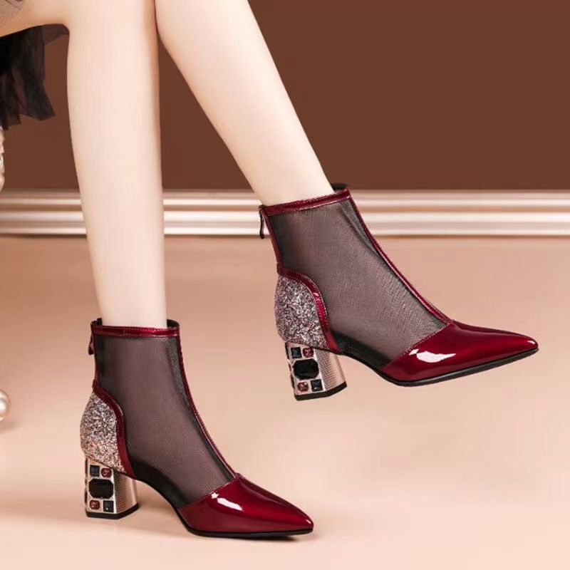 Gumowa podeszwa Twarda podeszwa Buty robić tańca salsy Buty damskie robić tańca towarzyskiego jazz łacina nowoczesny Buty robić tańca dziurawy Oddychające 2025 Lato Nowy styl: Czerwony / 36