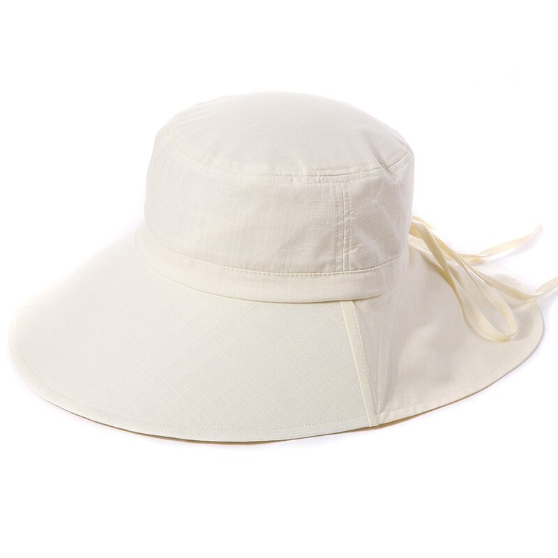 Fancet zomer lente strand dames zonnehoed femme opvouwbare uv-pet katoenen kinkoord brede rand ademend opvouwbaar voor dames 1005: Beige