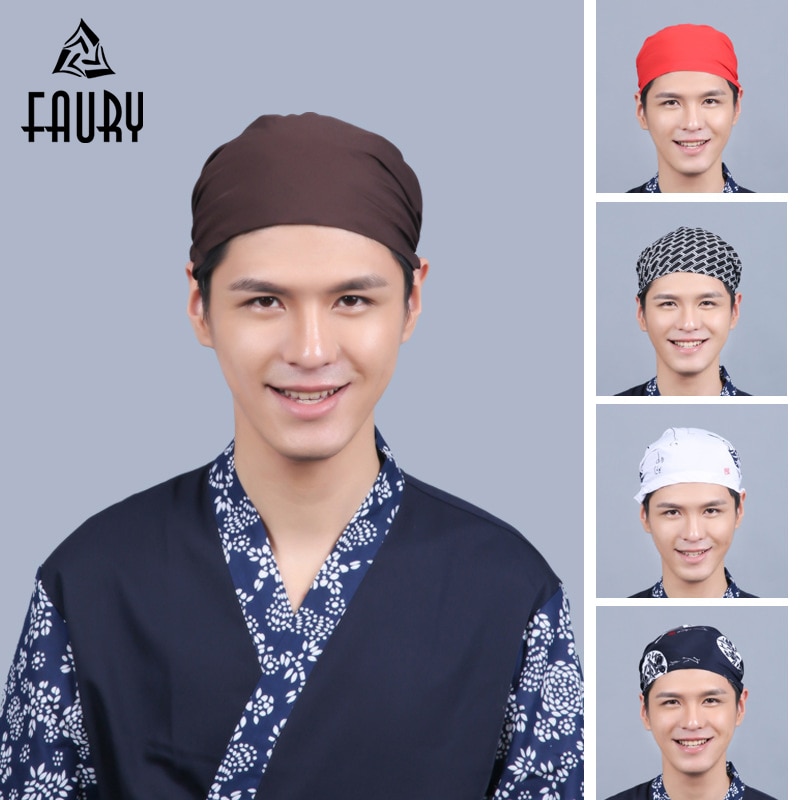 Japanese Ramen Noodle Restaurant Bar Sushi Chef Unisex Waiter Hat Turban Cap Men Women Kitchen Cooking Workwear Caps