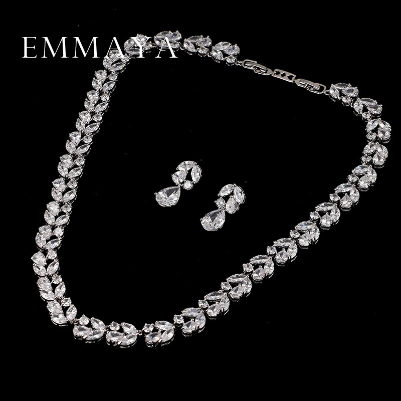 Emmaya Romantische Luxus einstellen Schmuck Blume Wasser Tropfen AAA CZ Kristall Hochzeit Schmuck-setzt Für Bräute Gold Farbe Schmuck