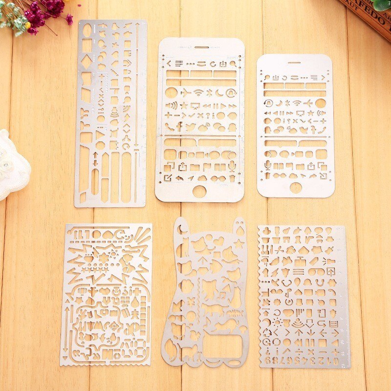 Cute Phone Hollow Metal Ruler Craft Dies Graffiti Drawing Template Ruler Scrapbooking Dies Metal Spellbinders