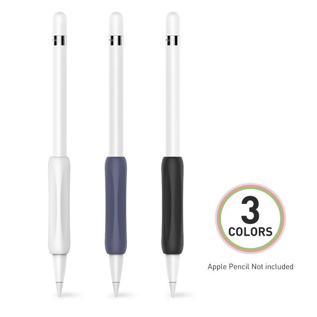 Siliconen Ergonomische Grip Case Stylus Cover Beschermhoes Wrap Voor Ipencil 1/2 Voor Ipad Shockproof Anti-Kras Non Slip cover: BL-WH-NA
