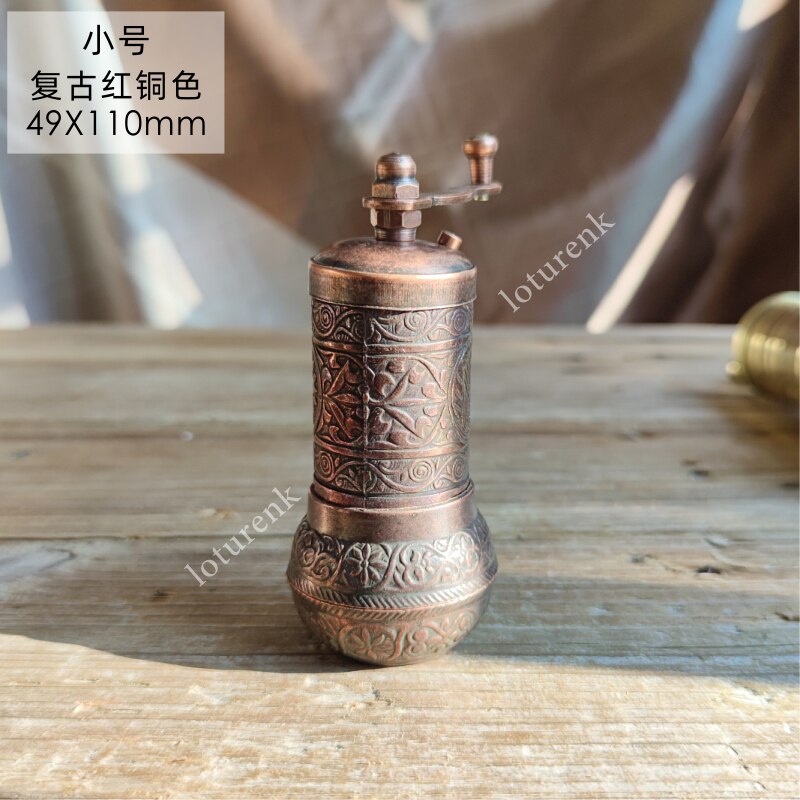 Turkey Imported Copper Grinder Household Manual Grinder Hand Coffee Beans Pepper Kitchen Spices Medicated Food Grinding: 4.9x11cm C