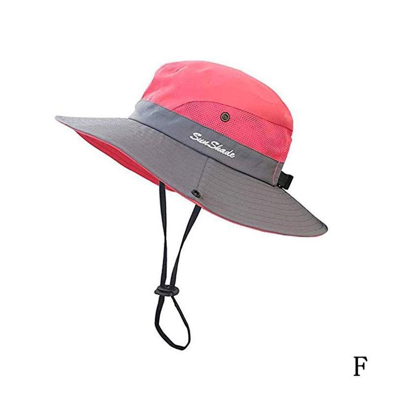Fisk hat hat sol uv beskyttelse upf 50+  sol hat spand sommer mænd kvinder lange store brede rand bob vandreture udendørs hat: F