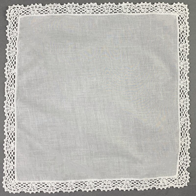 Set of 12 Ladies Handkerchiefs White Cotton Wedding Bridal Handkerchief Vintage Embroidered Lace Hankie