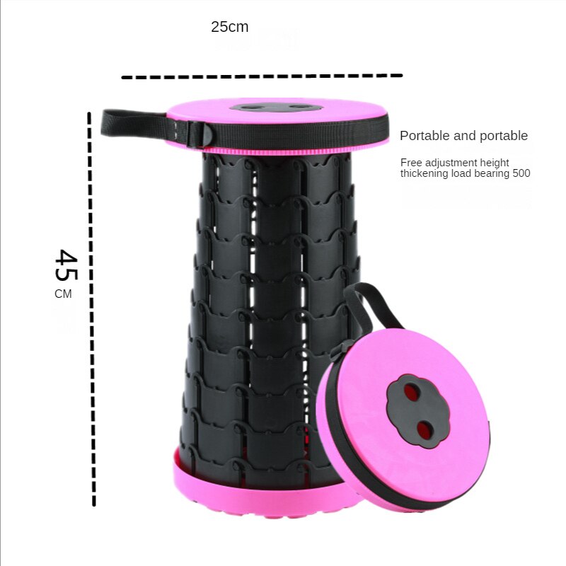 Wysuwany teleskopowy składany stołek-przenośny lekki składany fotel na fotel z regulacją wysokości dla dorosłych kemping podróż: róża czerwony