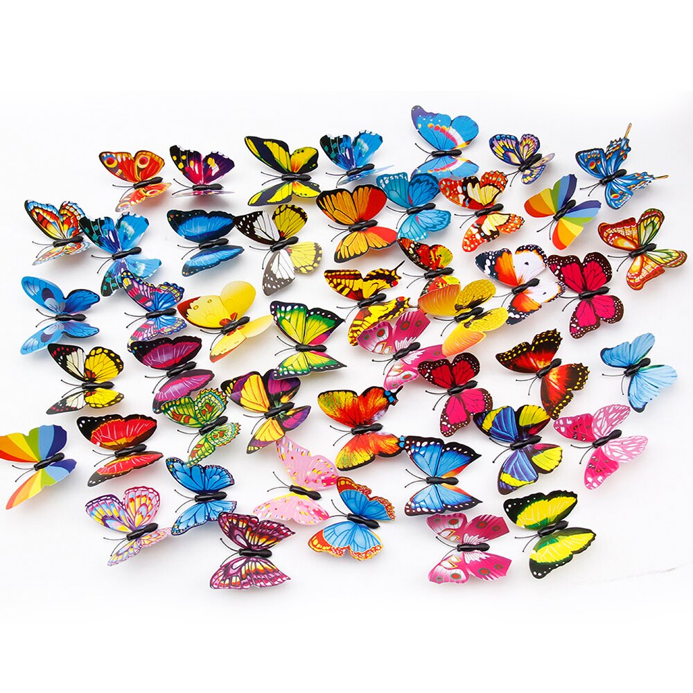20 stk / pakke 3d farverige sommerfugl dekorative pinde hjem gård græsplæne blomsterpotte plante dekoration have ornament diy græsplæne håndværk