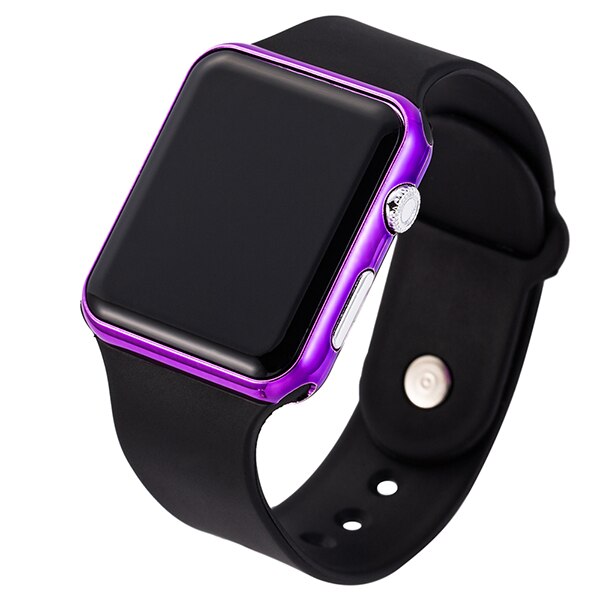 Sport casual ure mænd kvinder led silikone ur pink dejlig digital børn sports armbåndsur bayan kol saati: Sort lilla