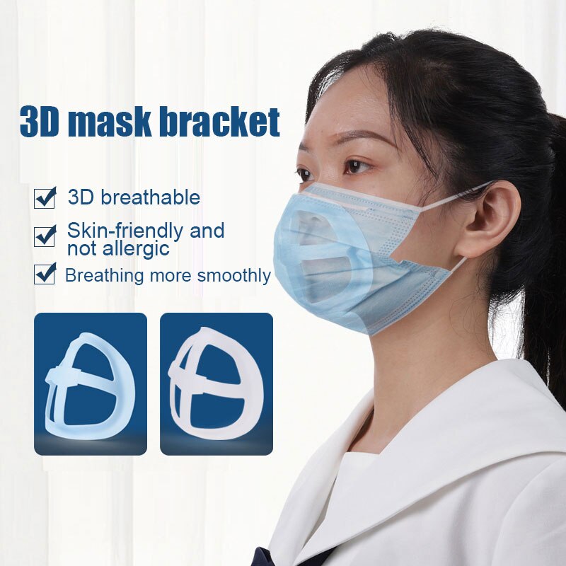 5 pièces Support de respiration 3D Support pour un port confortable cadre de soutien intérieur garder le tissu hors de la bouche réutilisable lavable H
