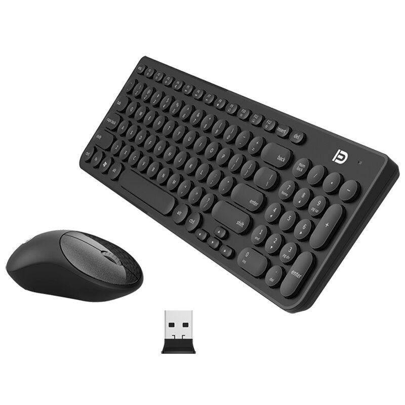 Low-Noise Wireless Keyboard and 2.4G Wireless Mouse 1500DPI Ultra-Thin Wireless Keyboard Mouse for Laptop Notebook Computer: Black