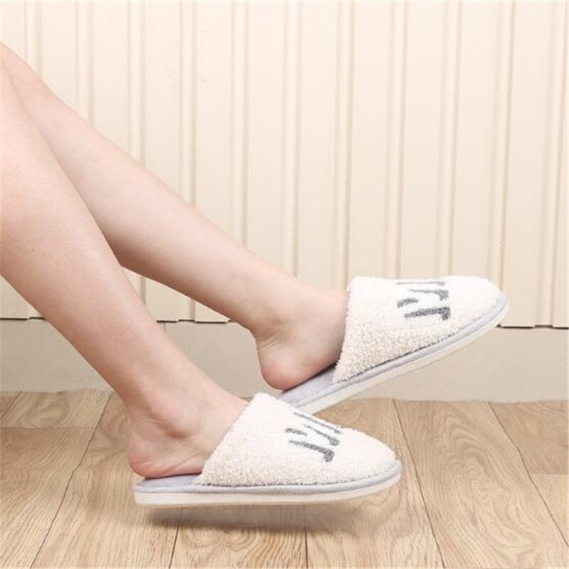 Coolsa mænds vinter brev bomuld hjemmesko casual grå plys hjemmesko herre pels slides mandlige lodne flip flops hus varme sko
