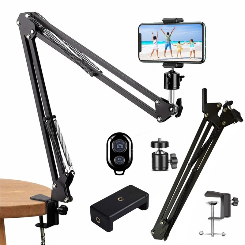 FANGTUOSI Tripods Phone Camera tripod Table Stand Set Photography Adjustable With Phone Holder For LED Ring Light: PURPLE