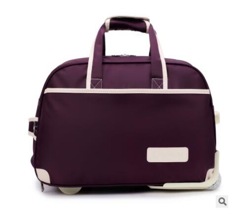 Impermeabile In Nylon Trolley Da Viaggio borse cabina portare avanti mano il sacchetto Dei Bagagli borse Da Viaggio su ruote ruote Borse Da Viaggio Sacchetti di Laminazione: 24 inch purple