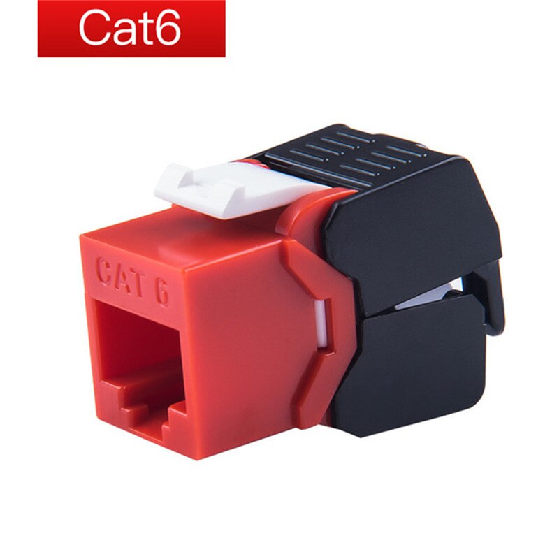 RJ45 Connector Cat6 Jack Modules RJ 45 Female Tool Less Cat 6 Keystone Repeatable Using For 23-26AWG Cable 15u&quot; Gold Plated: Red / 5pcs