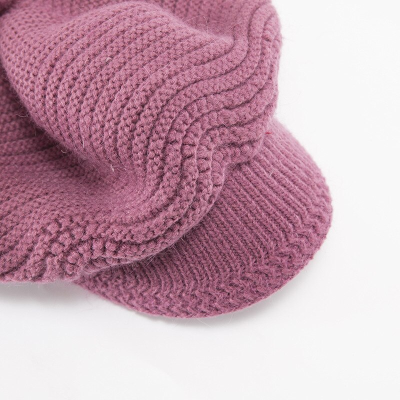 Brushed Solid Color Winter Woman Knit Woolen Hat Warmth Peak Cap Fashionable and warm women's cap