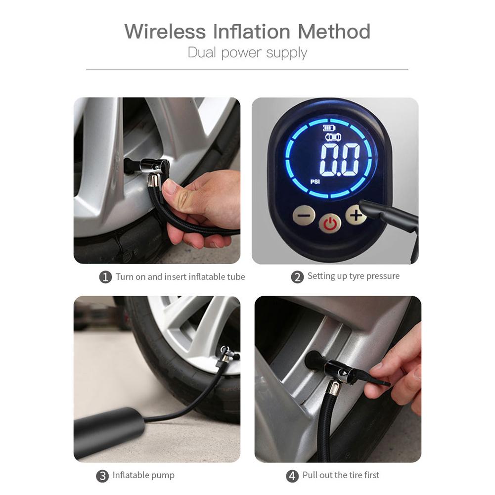 12V Draagbare Compressor For Car Wireless Mini Tire Pump Automobile Rechargeable Digital LCD Emergency Inflator For Car Bike